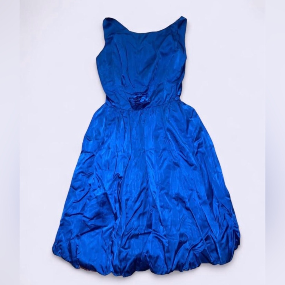 True vintage 1950s royal blue ballgown dress with zipper back